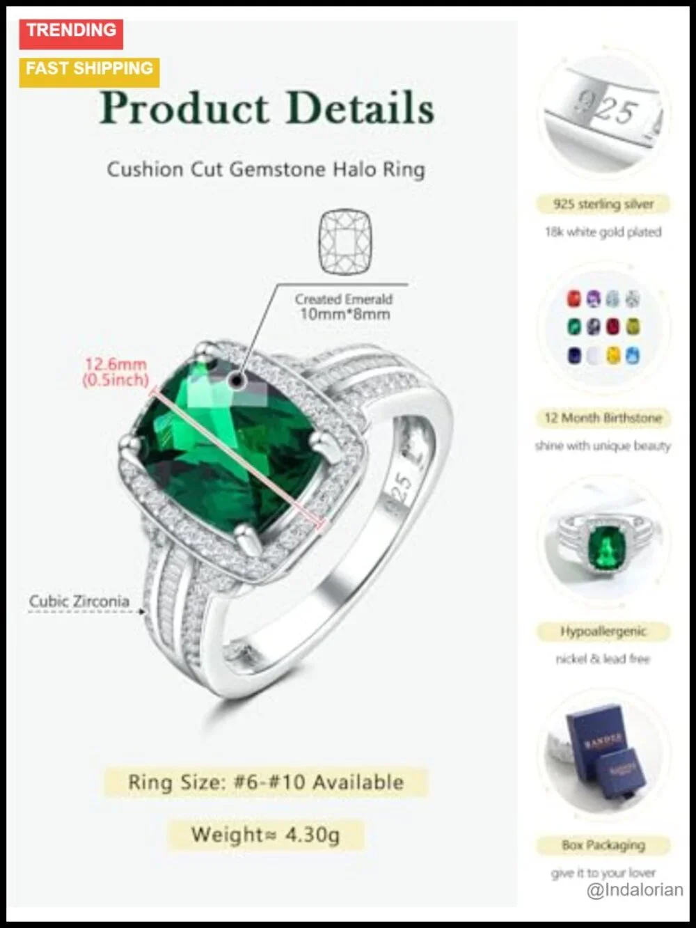 Sterling Silver Halo Engagement Ring Cushion Cut Gemstone Statement